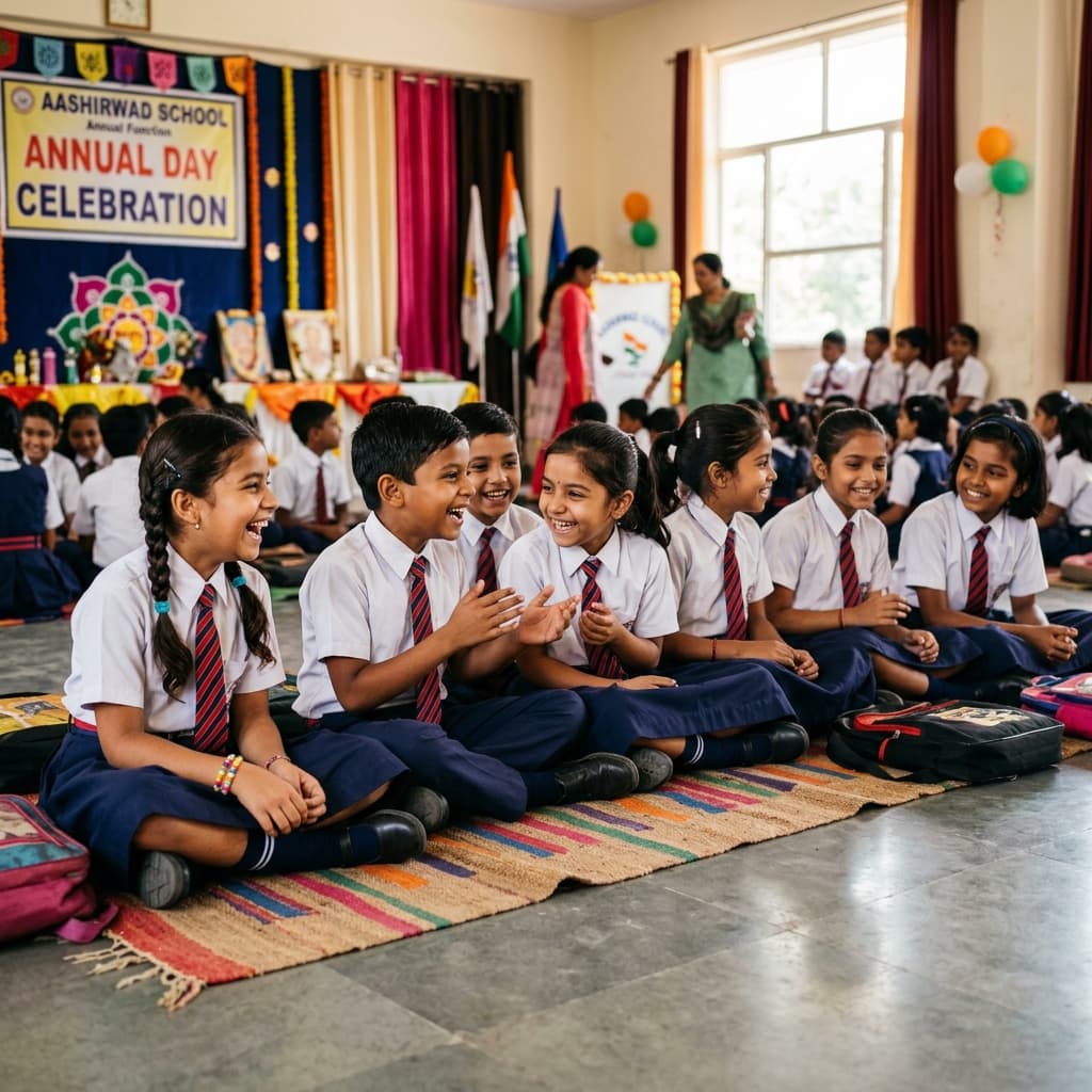 Students sitting during celebration